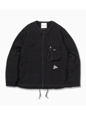 画像1: and wander / アンドワンダー / T/C alpha collarless shirt jacket (1)